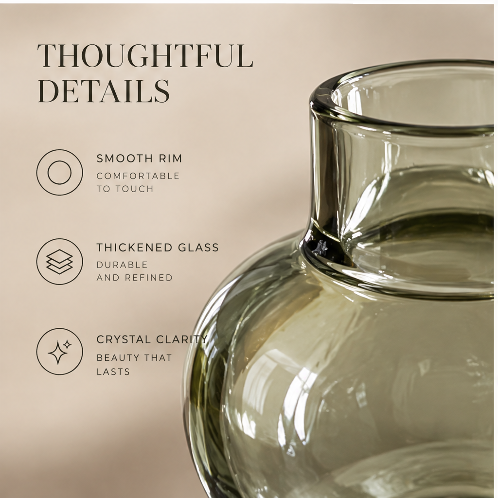 Closer view of the stacked bubble glass vase with stems visible inside