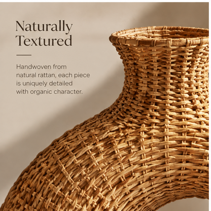 Ring-shaped rattan vase dimensions: 32 cm high and 28 cm wide